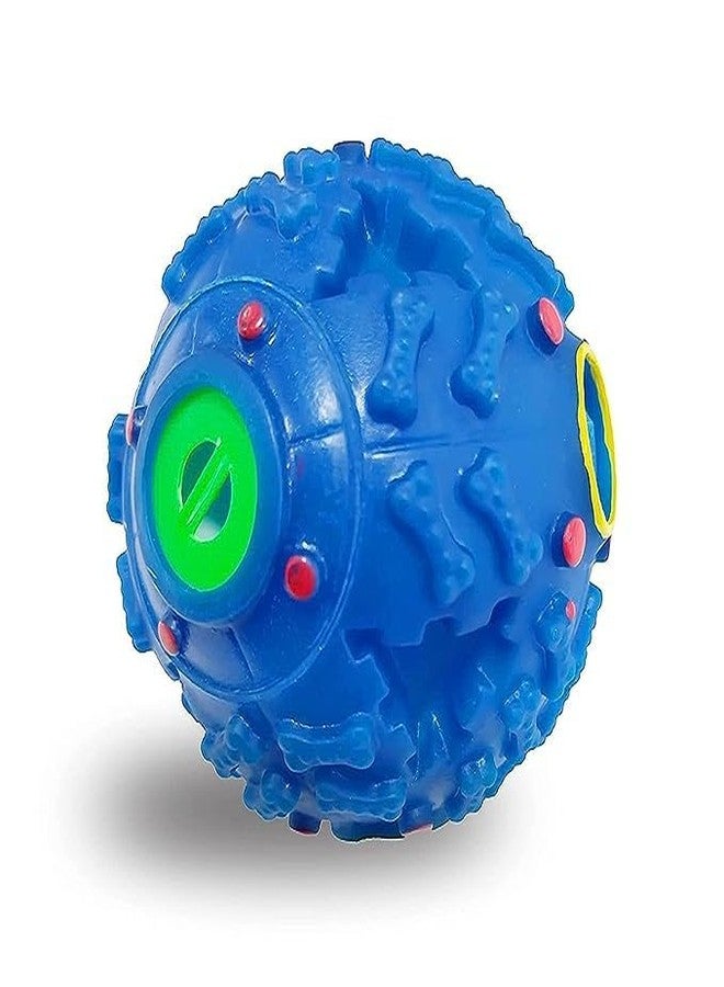 RoverPets Squeaky Ball Toy Treat Food Dispenser Ball with Duck Sound, Dental Cleaning and Interactive for Small and Medium Dogs (Blue) - Image 1